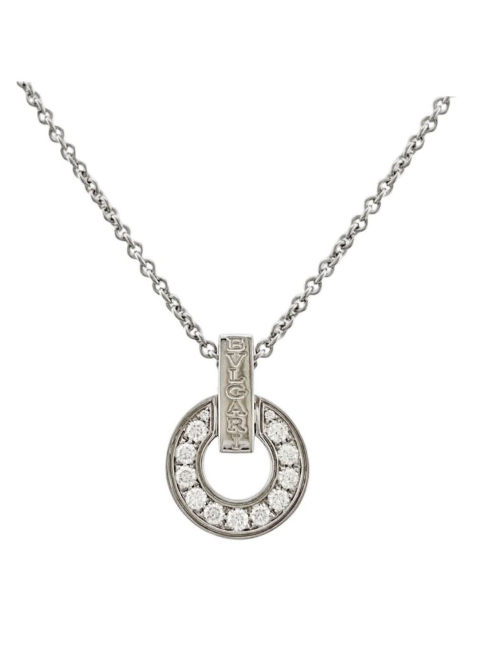 Bvlgari Open Work Necklace 18k White Gold Diamond
